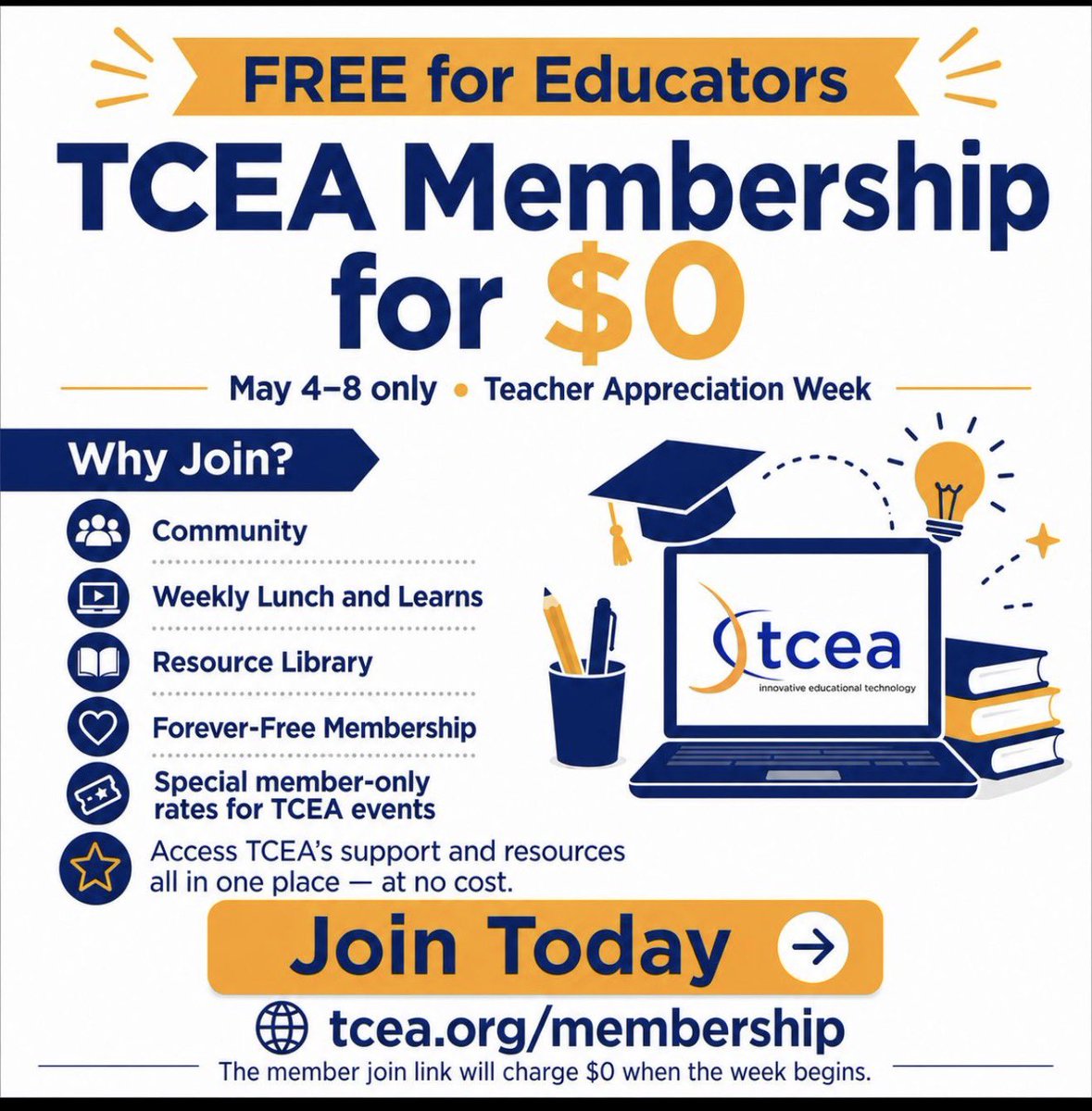 BNParks08's tweet photo. People always ask how to grow in edtech &amp; find solid Professional Learning, here you go 👀 For #TeacherAppreciationWeek,Texas Computer Education Association is offering FREE membership May 4–8 🎉
Access tools, resources, and support all in one place..at no cost! Don’t miss out! https://t.co/ULvBKwoL4I