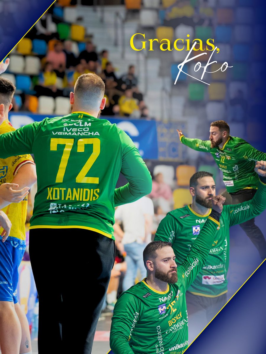 BM_Caserio's tweet photo. 🔻 Baja | Kostas Kotanidis 💛

El club informa que @KotanidisK no continuará formando parte de la plantilla la próxima temporada 🤾‍♂️

Desde el Balonmano Caserío queremos agradecer a nuestro portero griego su compromiso y trabajo durante esta temporada defendiendo nuestros colores https://t.co/eRdiWV0qka