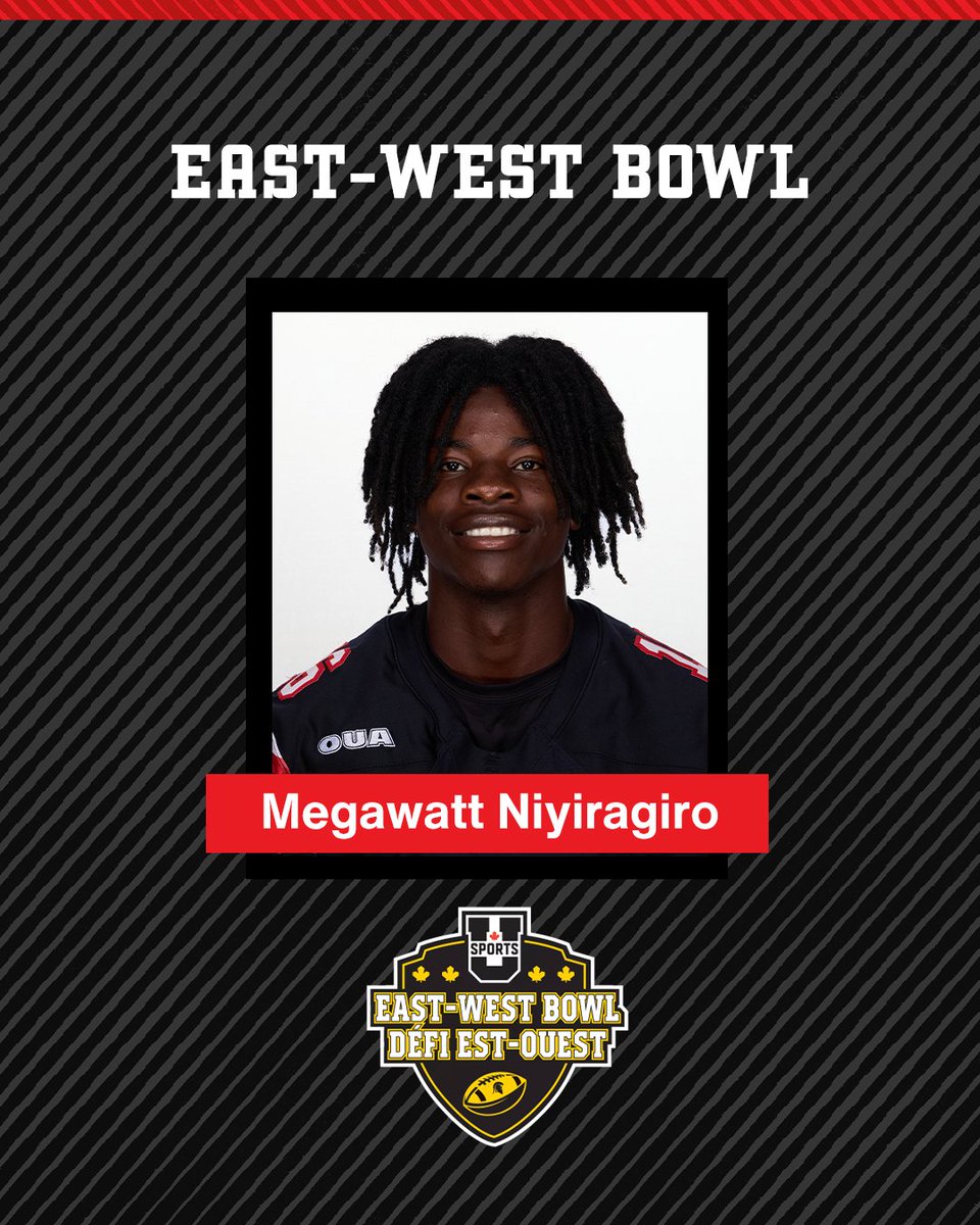 CURavensFB's tweet photo. Megawatt Niyiragiro has been added to the East-West Bowl!

With 27.5 tackles in 2025 the Gatineau product is ready to show off in Waterloo. https://t.co/Dnwt8uAeWn