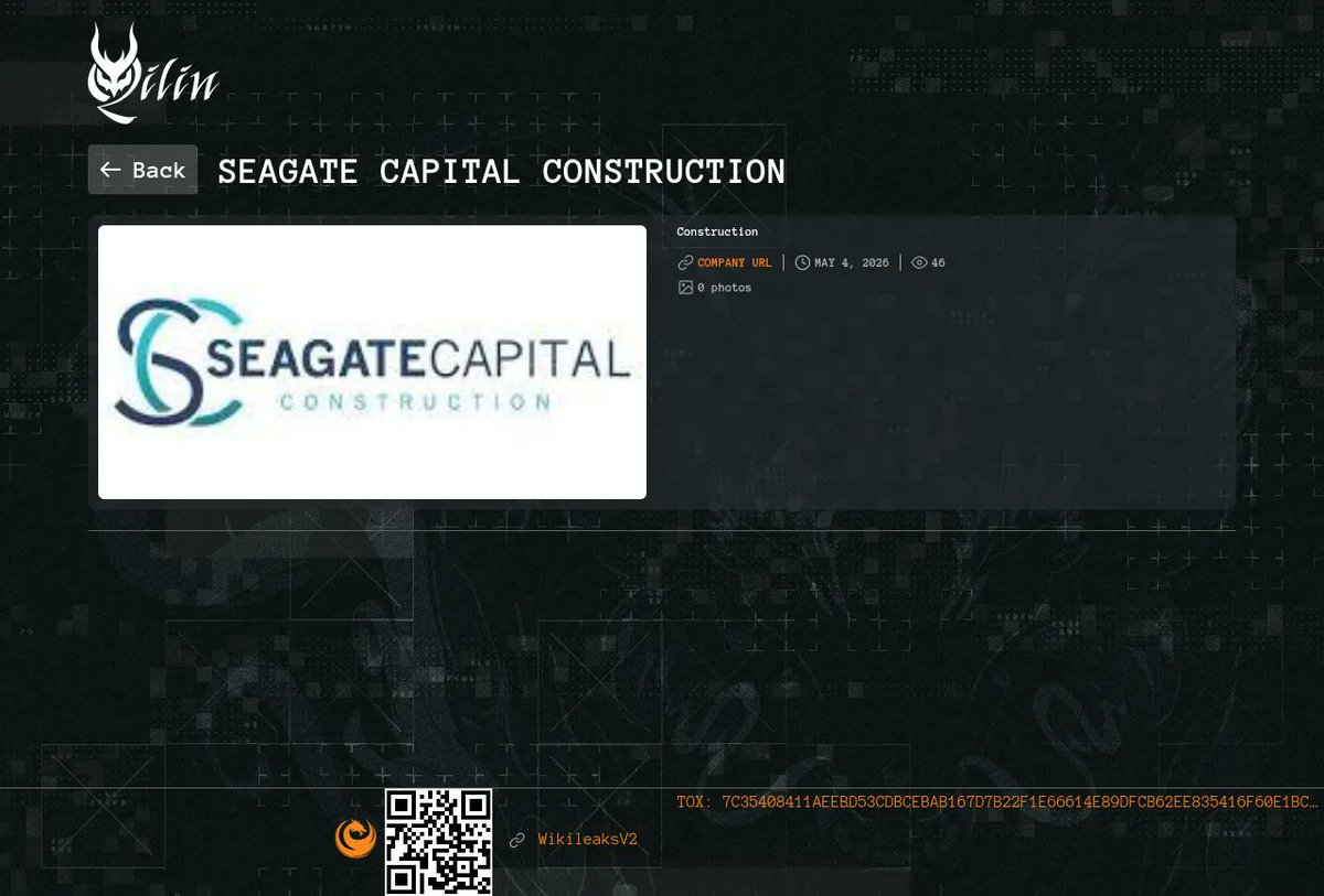 CTI_FYI's tweet image. New Ransomware Victim Detected

Group: qilin
Victim: Seagate Capital Construction
Discovered: 2026-05-04 18:05:04.534154

More info: cti.fyi/groups/qilin.h…

#ransomware #cti #cybersecurity