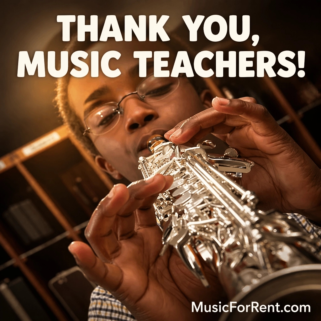 MusicForRent's tweet image. Behind every great performance is a teacher who believed in the first notes. 🎶 Happy Teacher Appreciation Week! Thank you for the passion you bring to the classroom. 🎺 Tag a teacher who made a difference! 👇

#TeacherAppreciationWeek #MusicEducation #MusicForRent