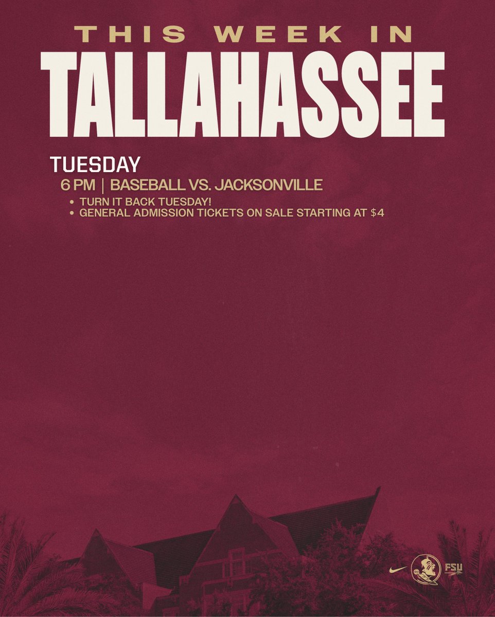 Seminoles's tweet image. Head out to Howser for @FSUBaseball's last midweek game of the regular season ⤵️

🎟️ seminoles.evenue.net 

#GoNoles
