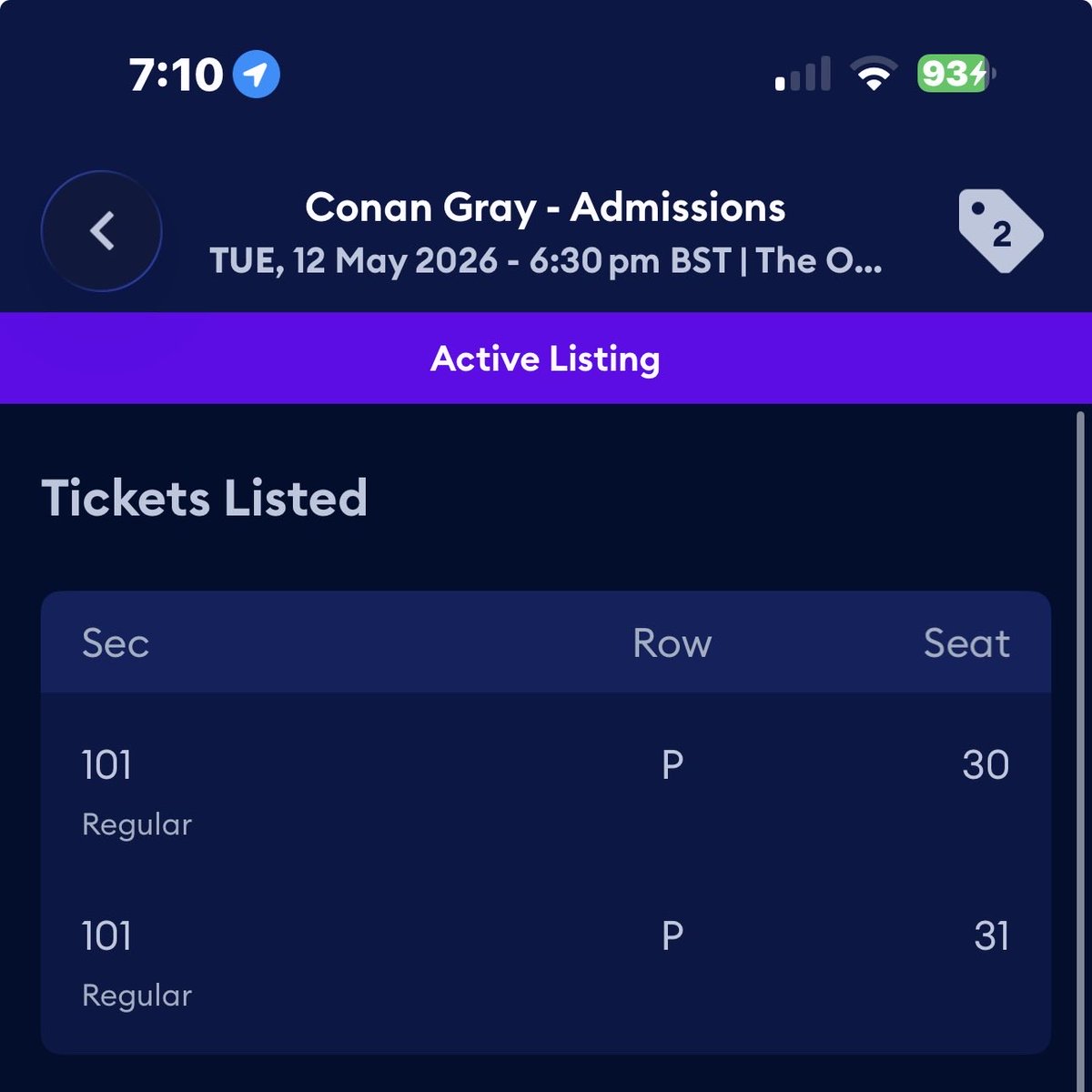 arrnete's tweet photo. selling 2 conan gray tickets for the o2 in london!! 

i currently have them as an active listing on axs going for 100 each https://t.co/8FQZYt9bOD