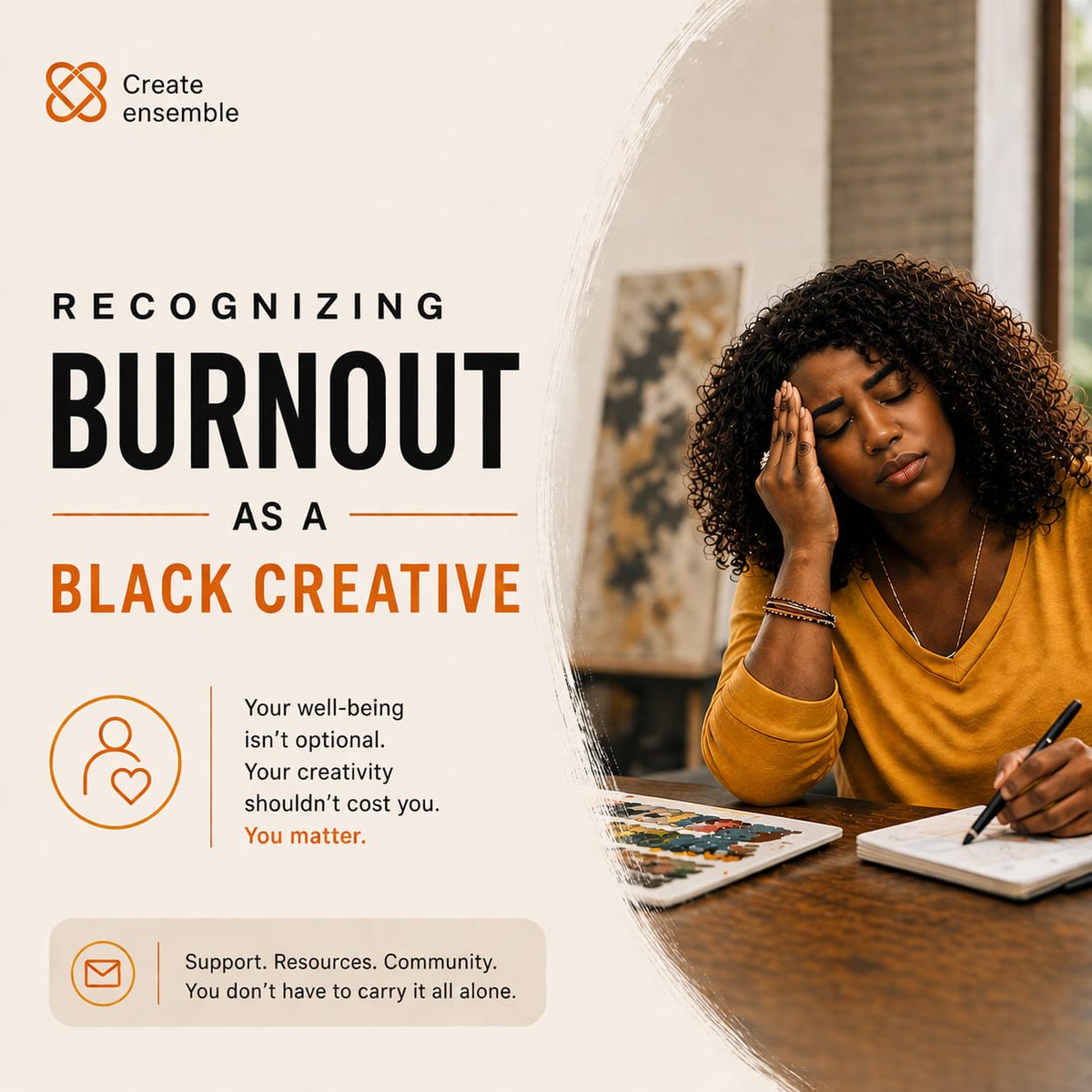 CreateEnsemble's tweet image. Burnout is a reality for many Black creatives, who often have to balance art with other challenges;  the pressure to be excellent just to be "good enough," and the fear that rest means losing your spot.

Check here createensemble.com/blogs/650361cd…

#blacktheater #tv #films