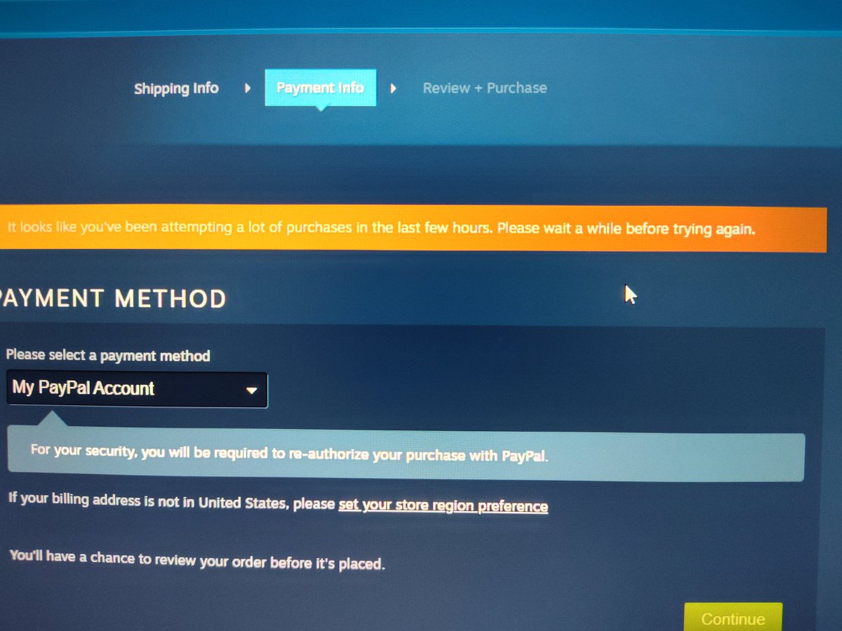 Mecha_PIG's tweet photo. @valvesoftware @Steam Gee. I wonder why I was trying to make purchases in the past hour???????????????????? https://t.co/LfrrllVUhm