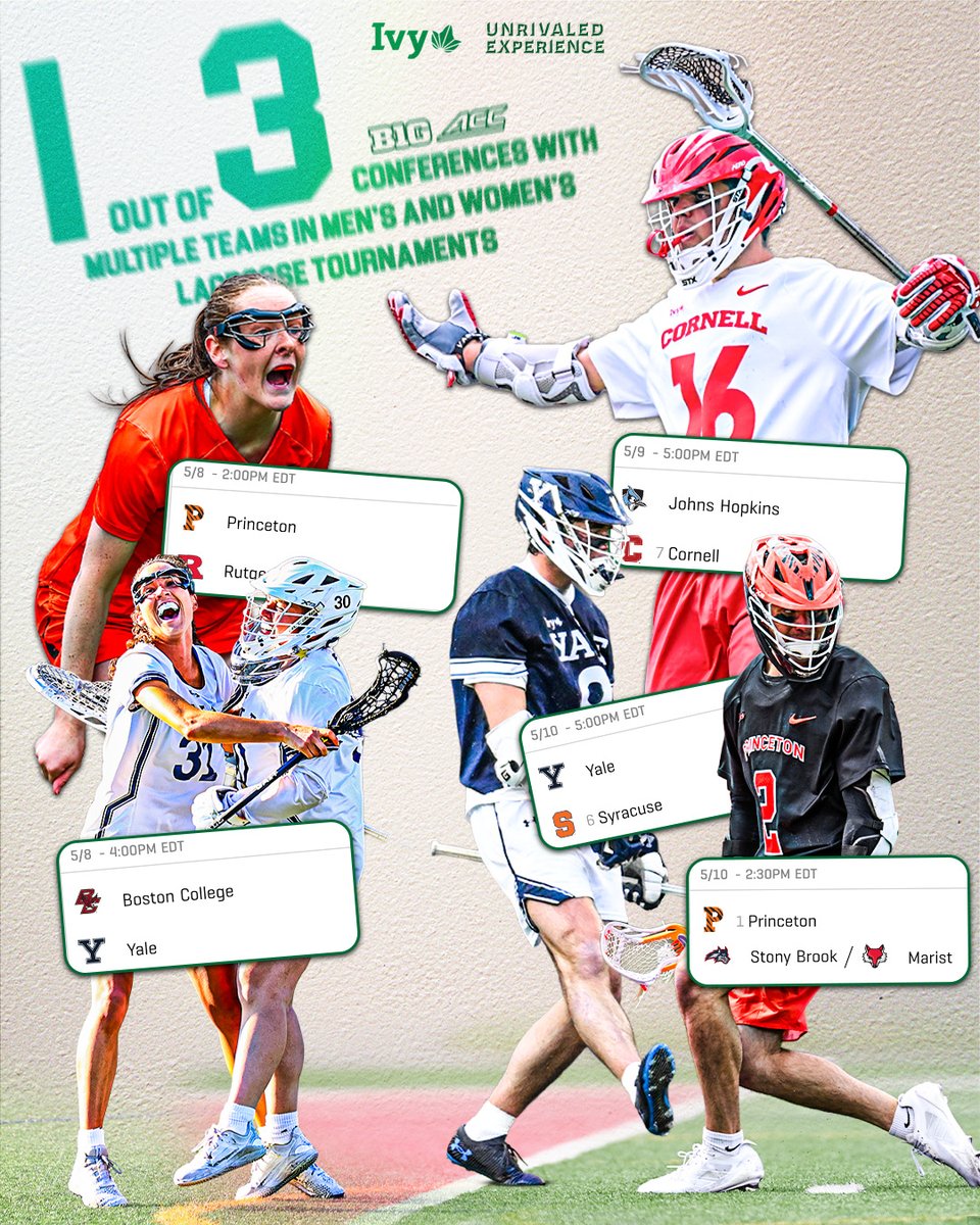 IvyLeague's tweet photo. Ready for action. 

The Ivy League is 1⃣ of only 3⃣ conferences with multiple teams in the @NCAALAX Tournaments! 🌿🥍 https://t.co/qDYpPyrXPF