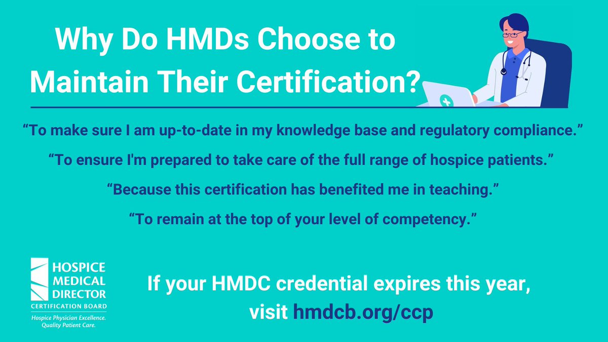 hmdcert's tweet photo. Reminder for HMDCB Certificants!

Maintaining your HMDC credential means staying current in an evolving hospice landscape. Complete the CCP requirements by October 30 to remain certified.

Start your renewal at https://t.co/cyxb9oL1qZ https://t.co/OYOLe6DA2U