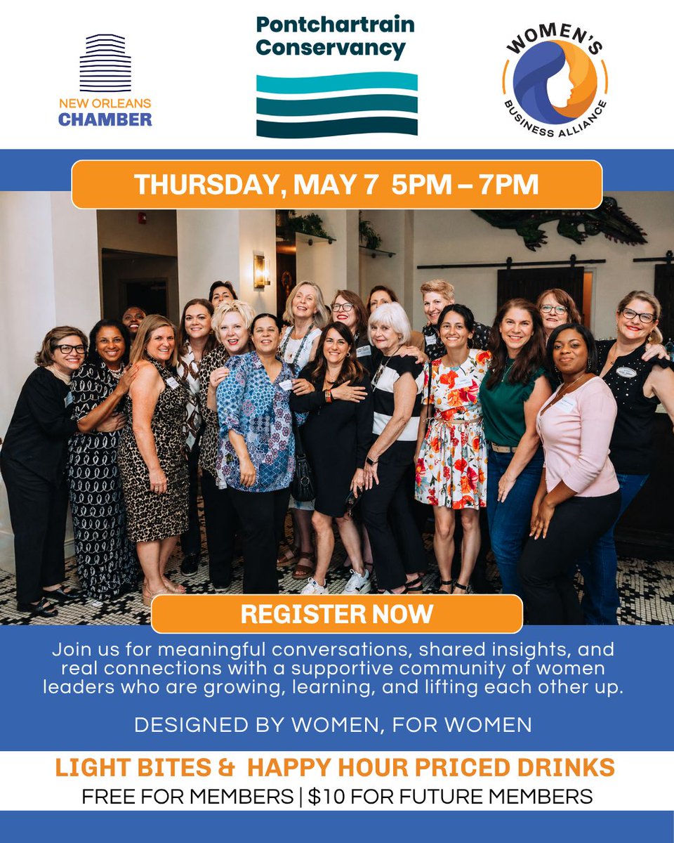 NOLAChamber's tweet image. Women’s Business Alliance at @saintjohnnola is THIS THURSDAY ✨

A night of real conversation, connection, and community with women across industries.

🧀 Light bites
🍷 Happy hour drinks
🤝 Networking that actually feels good 

Secure your spot!
🔗: neworleanschamber.chambermaster.com/eventregistrat…