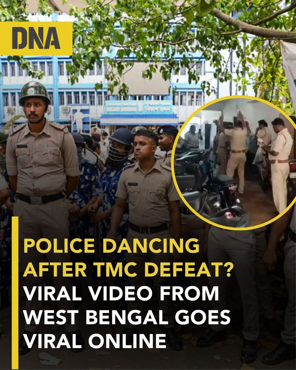 dna's tweet image. A video featuring police personnel dancing following the defeat of Trinamool Congress in the West Bengal Assembly Elections 2026 is trending high on social media.

Read here: dnaindia.com/india/report-p… 

#TMC #ViralVideo #WestBengal #DNAUpdates