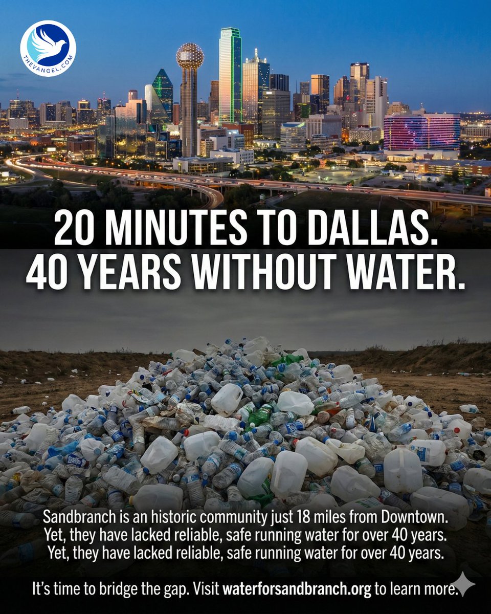 apgodirector's tweet image. The 20-Minute Divide
While we wait on long-term infrastructure solutions, we cannot ignore the immediate crisis next door. It is time to bridge the gap. Visit waterforsandbranch.org to learn how you can take action today.
#SandbranchTX #DallasTX #CleanWaterForAll #DFWCommunity