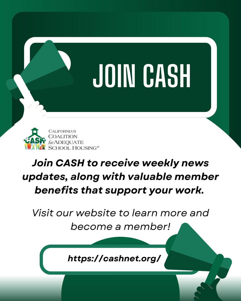 CASHFacilities's tweet photo. Did you know CASH regularly posts timely updates and critical news on our website to keep you informed.

Here are just a few of our most recent updates:
• FY 2026–27 State Budget: May Revision Coming Soon & CASH Budget Request
• Legislature’s Review of Bills Intensifies
• CASH May Facility Planner Update
• CASH Alert: SAB Update
• Legislative Update: Site Improvement List & Inclusive Playgrounds

Join CASH to receive weekly news updates like these, along with valuable member benefits that support your work.

Visit https://t.co/HqB7dqHT5m to learn more and become a member.
