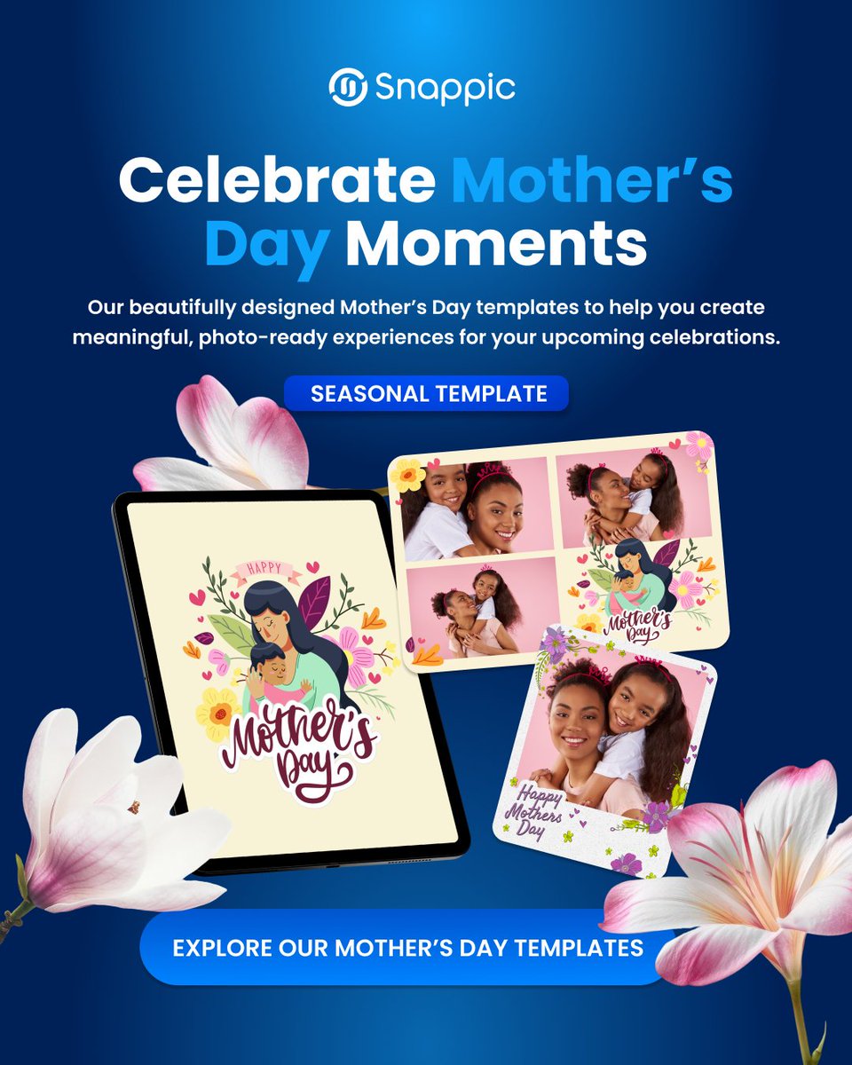 💐 Planning Mother’s Day events?

Snappic has beautifully designed templates ready to make your photo experience feel warm, elegant, and on-theme.
Fully customizable, easy to use, and perfect for meaningful moments.

📌 Save for your bookings