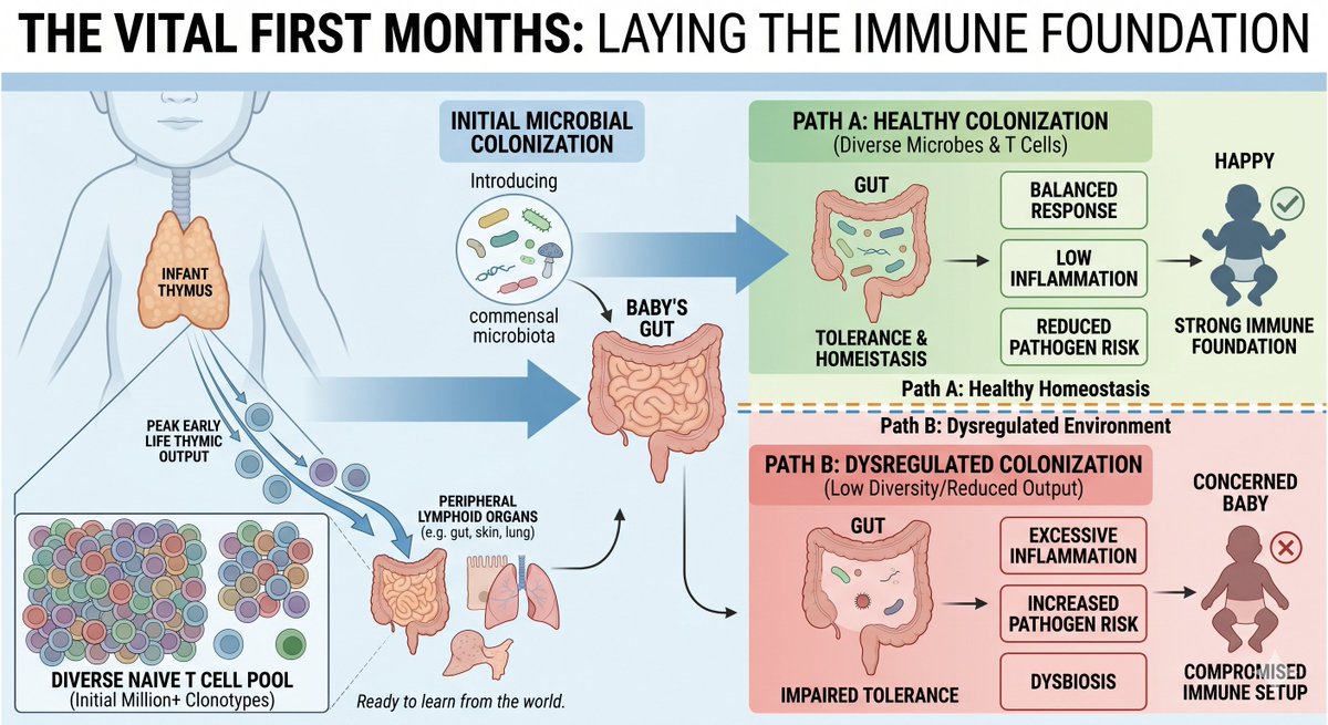 New paper📣1/3: Newborns are rapidly colonized by microbes and T cells are essential for healthy immune-microbe interactions. T cells are "trained" in the thymus but the determinants of variable thymic function in human newborns are mostly unknown. Paper:rupress.org/jhi/article/2/…