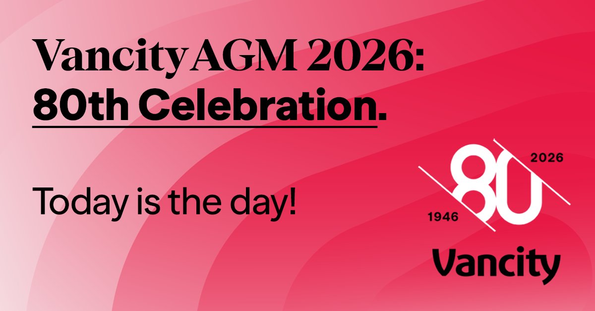 Vancity's tweet photo. Win $1,000! *
Join Vancity’s AGM tonight online, at select community branches, or in person at the Sheraton Wall Centre in Vancouver.

Doors open 4:45 pm | Community branches 6:00 pm
Meeting starts at 6:45 pm
Details:  https://t.co/HqDjvOX3ka
*Terms and conditions apply. https://t.co/TUBJxRM59g