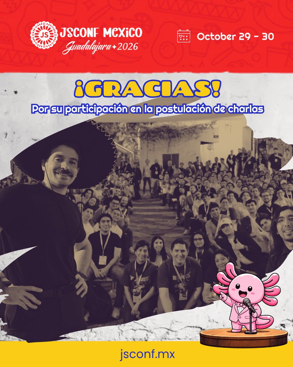 JSConf MX 2026 | 29 & 30 de Oct GDL 🇲🇽 tweet media