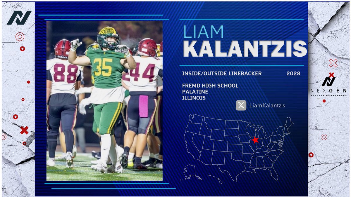 NexGenbyApex's tweet photo. NexGen is pleased to welcome 2028 LB/RB Liam Kalantzis @LiamKalantzis Fremd High School @Fremd_Football (Palatine-Illinois) https://t.co/gLHhzrQAyE