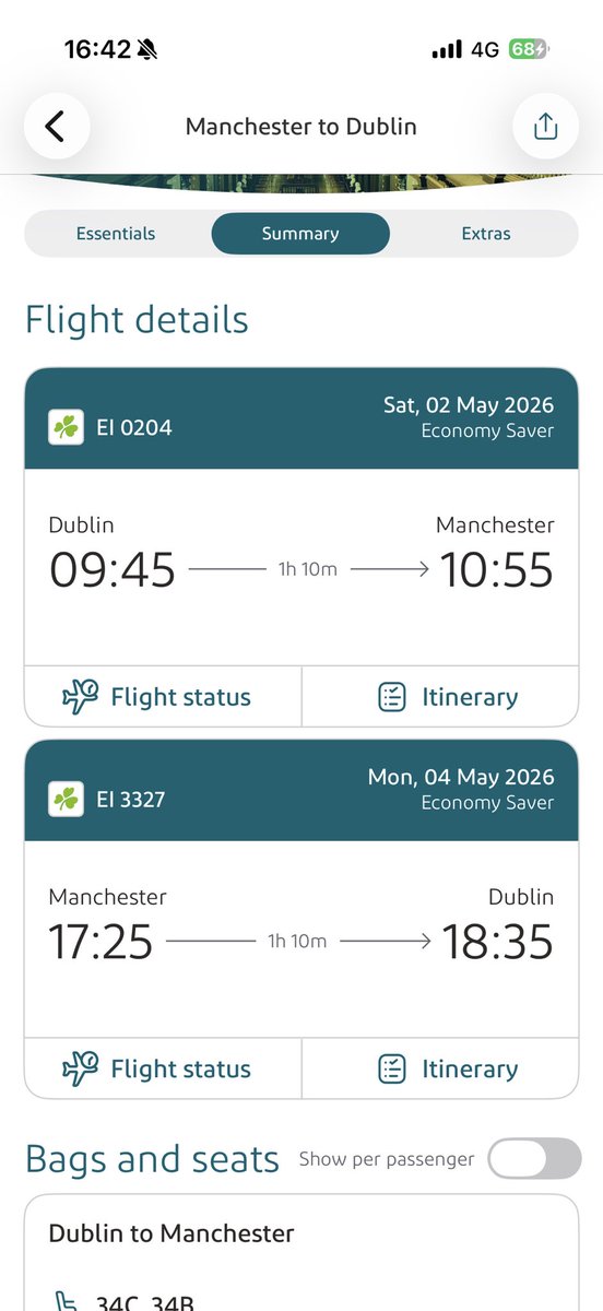 mickmac33's tweet photo. @AerLingus  genius to pretend that a flight from Manchester takes one hour 10 mins when it’s 40 that way when you delay people by 3hrs you don’t have to pay compo and say no it wax only 2:35 delayed https://t.co/nYbzKCnBGa