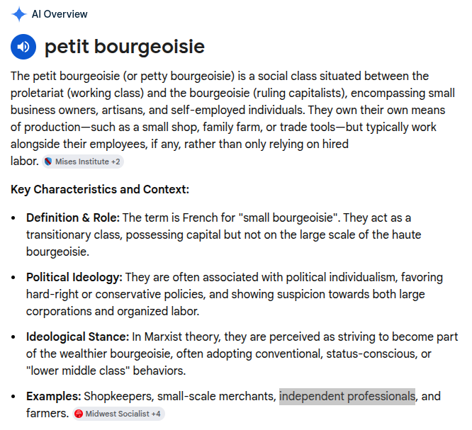f_skitty's tweet photo. @BurinPih @LakotaManOglala @anthonyzenkus I've been a Marxist for over 50 years, I don't need to google what all those words mean. But for your benefit I have.

I think being a 'freelance content creator' counts as being an independent professional, don't you? https://t.co/gQ7M4pbZjC