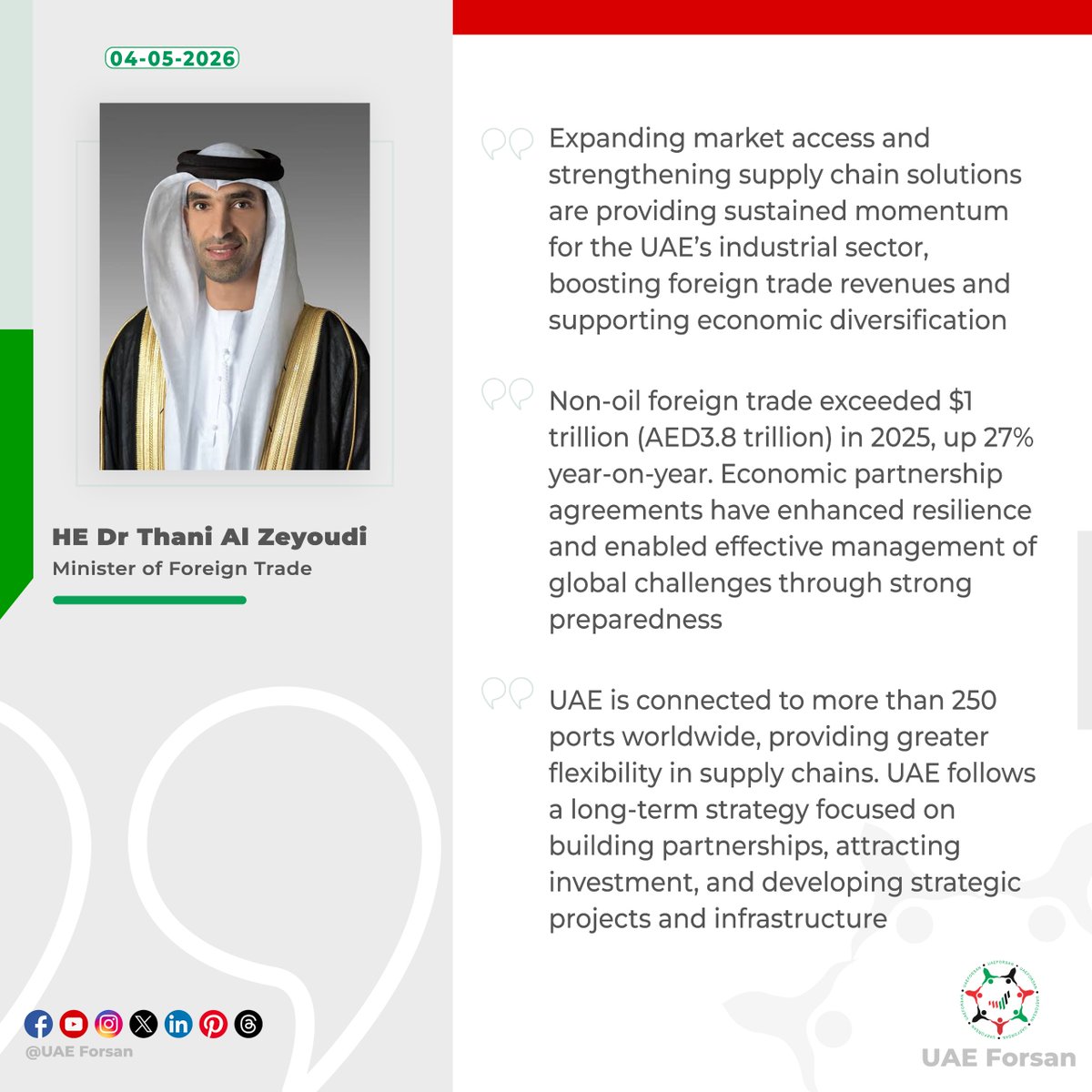 UAE_Forsan's tweet photo. Top remarks of HE Dr Thani Al Zeyoudi, Minister of Foreign Trade, during the 5th edition of “Make it in the Emirates”
#UAE #AbuDhabi #MakeItInTheEmirates #miite #اصنع_في_الإمارات
@MoIATUAE
@MIITEUAE
@ThaniAlZeyoudi https://t.co/iw43R9pMbI