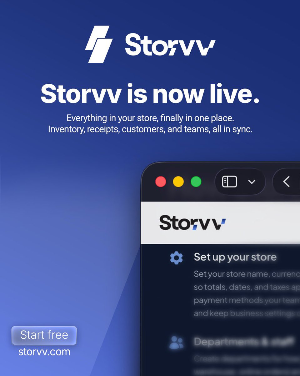 _storvv_'s tweet photo. Storvv is officially live! ⚡️
It keeps your inventory live and receipts clean
Whether you’re managing multiple departments, inventory across multiple departments.
Start for free, link in bio 🚀
#retailtech #inventorymanagement #saaslaunch #businessanalytics #storemanagement https://t.co/7ZEaUDsdzP