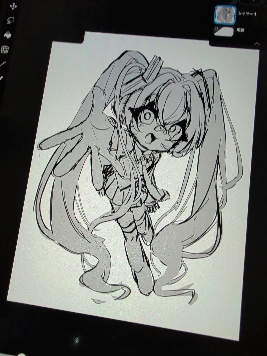夜中のwip 寝れなくてイラスト描いてたらこんな時間に…