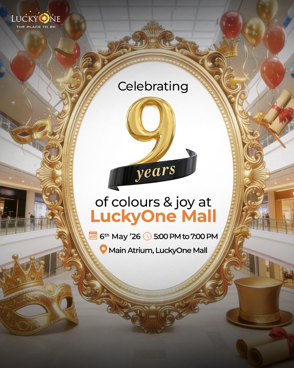 Luckyonepk's tweet image. Join us as we celebrate colours, joy, and unforgettable moments at LuckyOne Mall's 9th Anniversary!

Stay tuned for more details!

#LuckyOneMall #ThePlaceToBe #Anniversary #Celebration #Karachi #FamilyTime