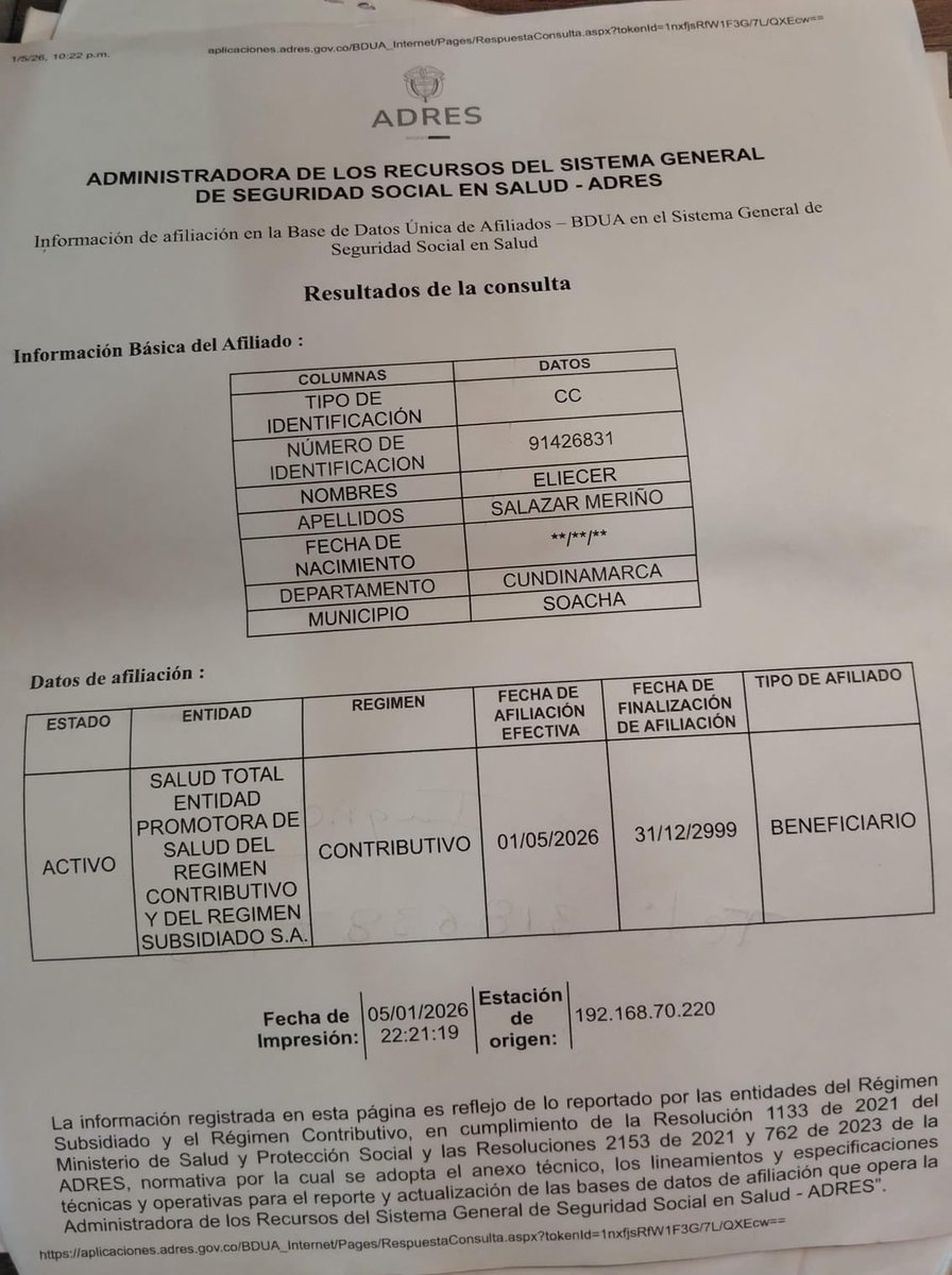AsubimI's tweet photo. 🆘🆘🆘

@EPSSaludTotal paciente con enfermedad renal crónica en grave riesgo vital. Por la falta de prestación de servicio de hemodiálisis. Lleva más de una semana sin recibir dicho tratamiento.

@Supersalud 
@DefensoriaCol https://t.co/62pkOMZl1U