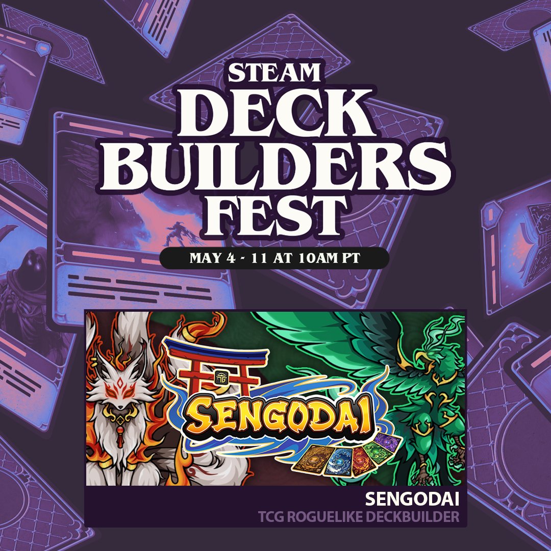 TsunoaGames's tweet photo. SENGODAI is featured in the Steam Deckbuilders Fest!

🃏 TCG Roguelike Deckbuilder
👹Collect monster cards &amp; upgrade them
🔥 Unlock Spells to create synergies
🗺️Explore unique worlds

🎮Steam: https://t.co/VSv3br0aT4

#Steam #SteamDeckbuilders #TCG #Roguelike #Deckbuilder https://t.co/pwHmV3E6Gm