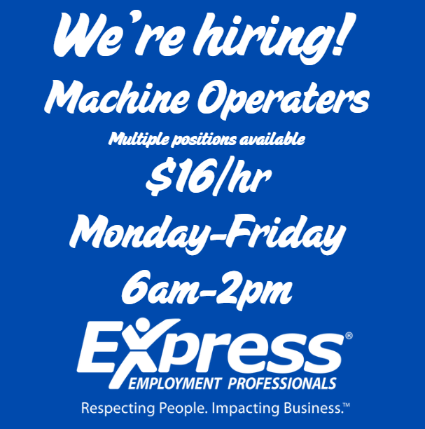 ExpressAbq15244's tweet image. 🚀 Express is hiring Machine Operators — multiple openings!
Apply online or send us a message today! #JobOpportunity #Hiring