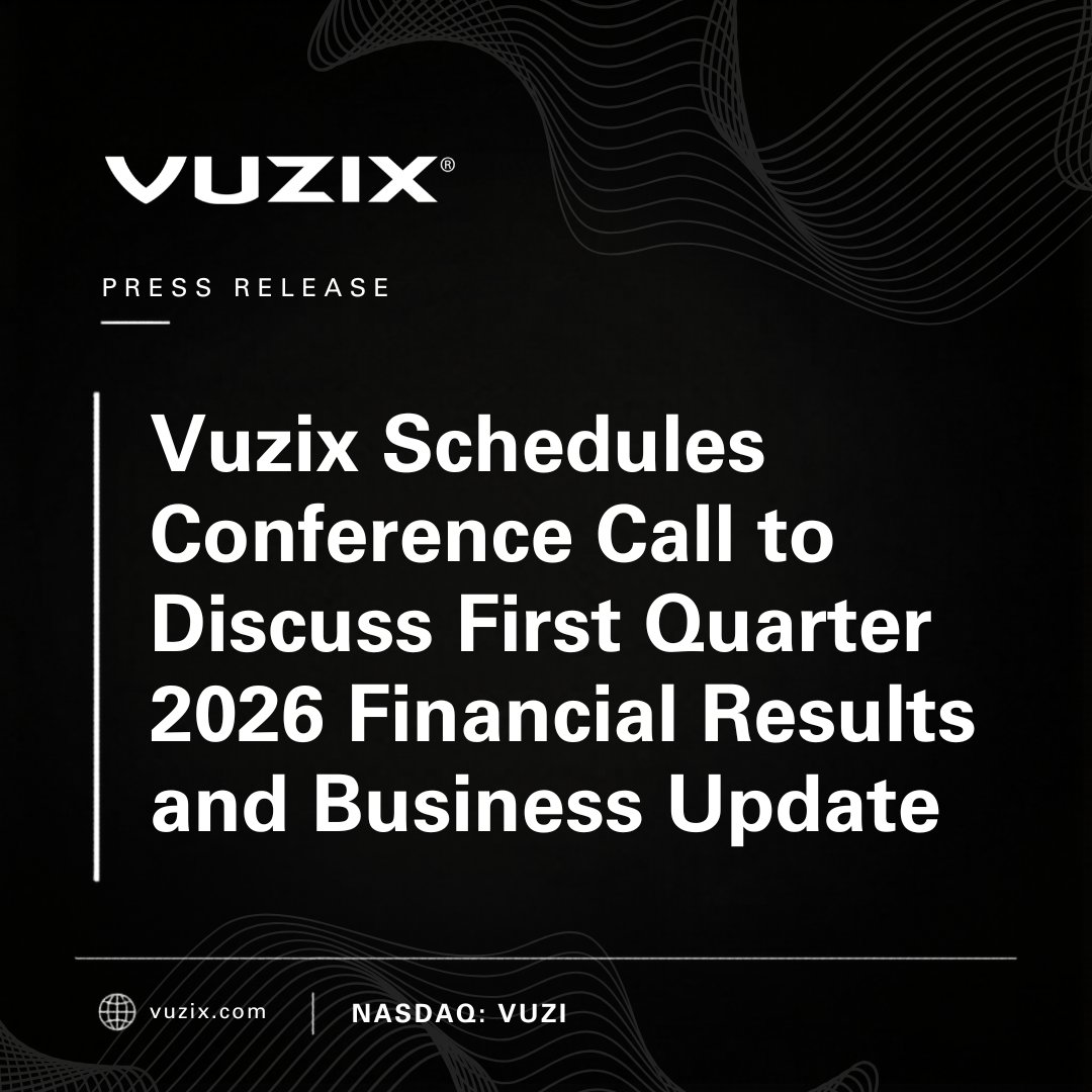 Vuzix's tweet photo. Vuzix Schedules Conference Call to Discuss First Quarter 2026 Financial Results and Business Update.

Details: https://t.co/1TXQqXa3VC $VUZI https://t.co/NHLo6wyJO3