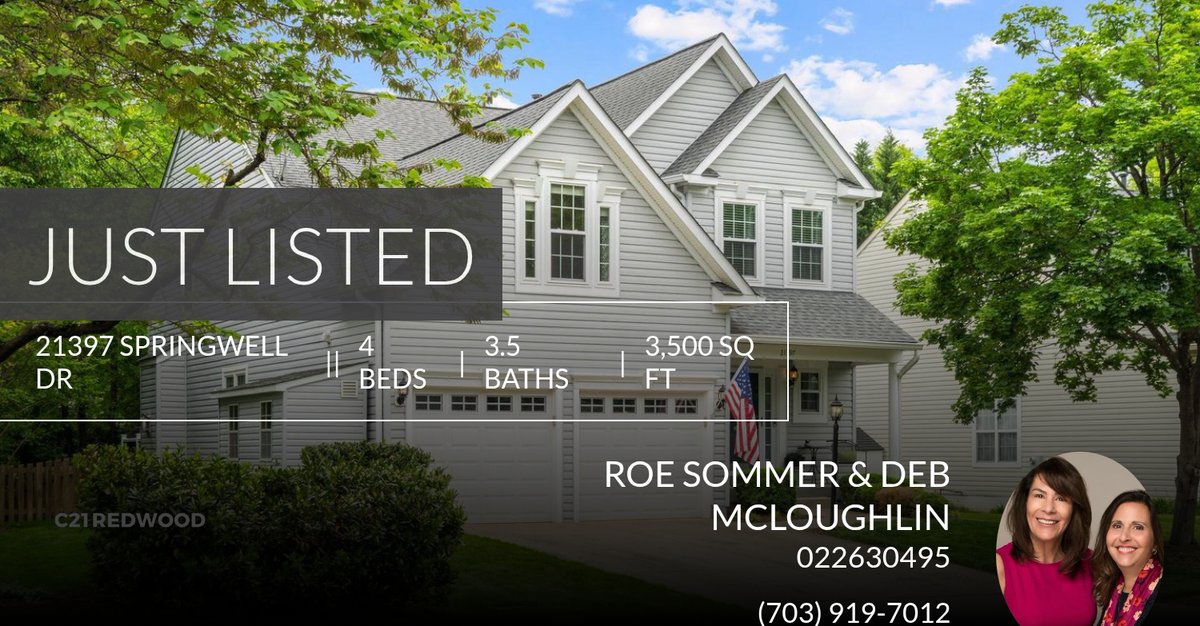 roesommer's tweet photo. 📍 Just Listed 📍 Take a look at this fantastic new property that just hit the market located at 21397 Springwell Dr in Ashburn. Reach out here or at (703) 919-7012 for more information!

Listed by Kelly K. Ettrich

McLoughlin &amp; So... https://t.co/GJ4C4FLMwt https://t.co/FBDrAraSIp