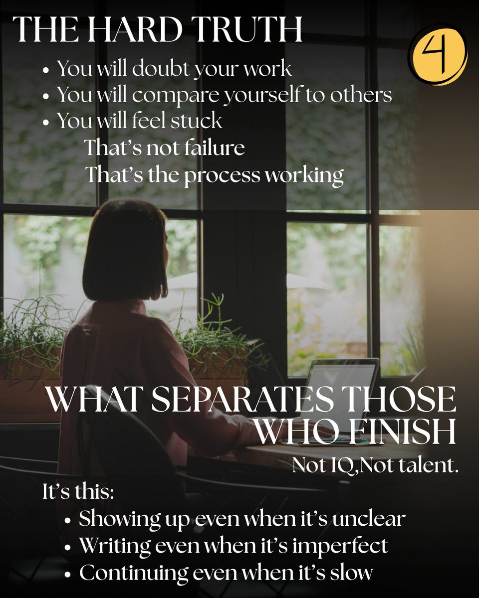 thephdcoach's tweet image. People think a PhD is about intelligence, It is not
It's about consistency, clarity &amp;amp; thinking under uncertainty,You will feel stuck, You will doubt your work
That is not failure, That is the process
Progress = small, repeated intellectual wins
#PhD #Research #AcademicWriting