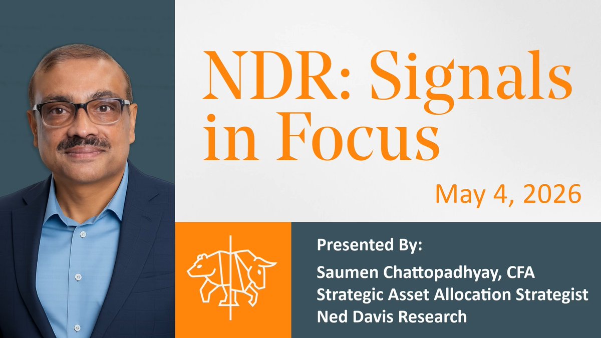 NDR_Research's tweet photo. Are historical assumptions quietly shaping your SAA?

In this recent interview, Saumen Chattopadhyay, CFA breaks down how NDR builds forward‑looking expectations from data, not comfort.

Watch the interview: https://t.co/hory4sPFLD

#NDR #NedDavisResearch #SAA https://t.co/2MS3TYZipZ