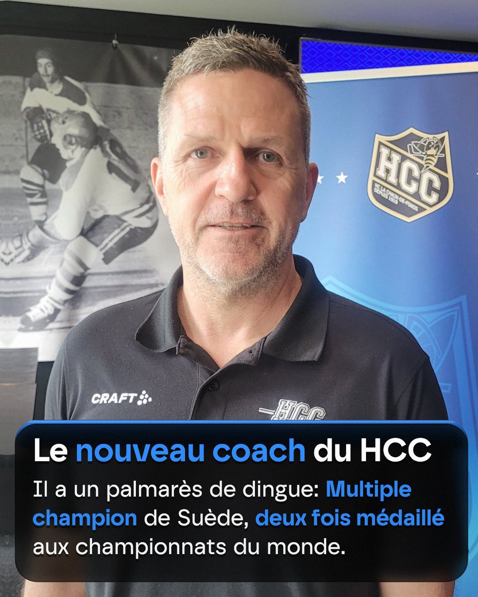 canalalpha's tweet image. 🇸🇪 Multiple champion de Suède, deux fois médaillé aux championnats du monde, Thomas Rhodin a un CV impressionnant. Pour sa première expérience d’entraîneur principal, l’ancien défenseur saura-t-il mener le HCC vers de nouveaux titres? 🐝​

#HCC #Hockey