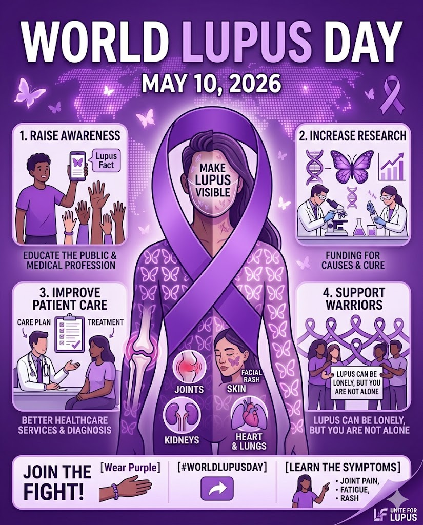 vantagetaxes's tweet photo. Join Vantage Point Firm in supporting World Lupus Day on May 10th!

Lupus is an invisible, unpredictable disease. This year, we're making it visible.

How to get involved:

Wear Purple: Show your support on May 10th and throughout May.

Share a Lupus Fact: Help educate others about the reality of Lupus.

Support a Lupus Warrior: Let someone living with Lupus know you care.

Donate to Research: Fund crucial efforts to find a cure.

Let's create a world where Lupus is visible and understood!

#WorldLupusDay #MakeLupusVisible #LupusAwareness #LupusWarrior #SanchezSideline #PurpleForLupus #FightLupus