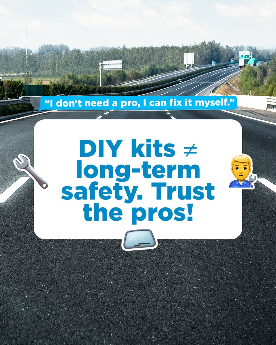NuVisionGlass's tweet photo. Debunking windshield repair myths! DIY kits don’t match pros, and cracks won’t heal on their own. Trust the experts to keep your car safe and your repairs durable! 🚗💪 https://t.co/b3wkWikher