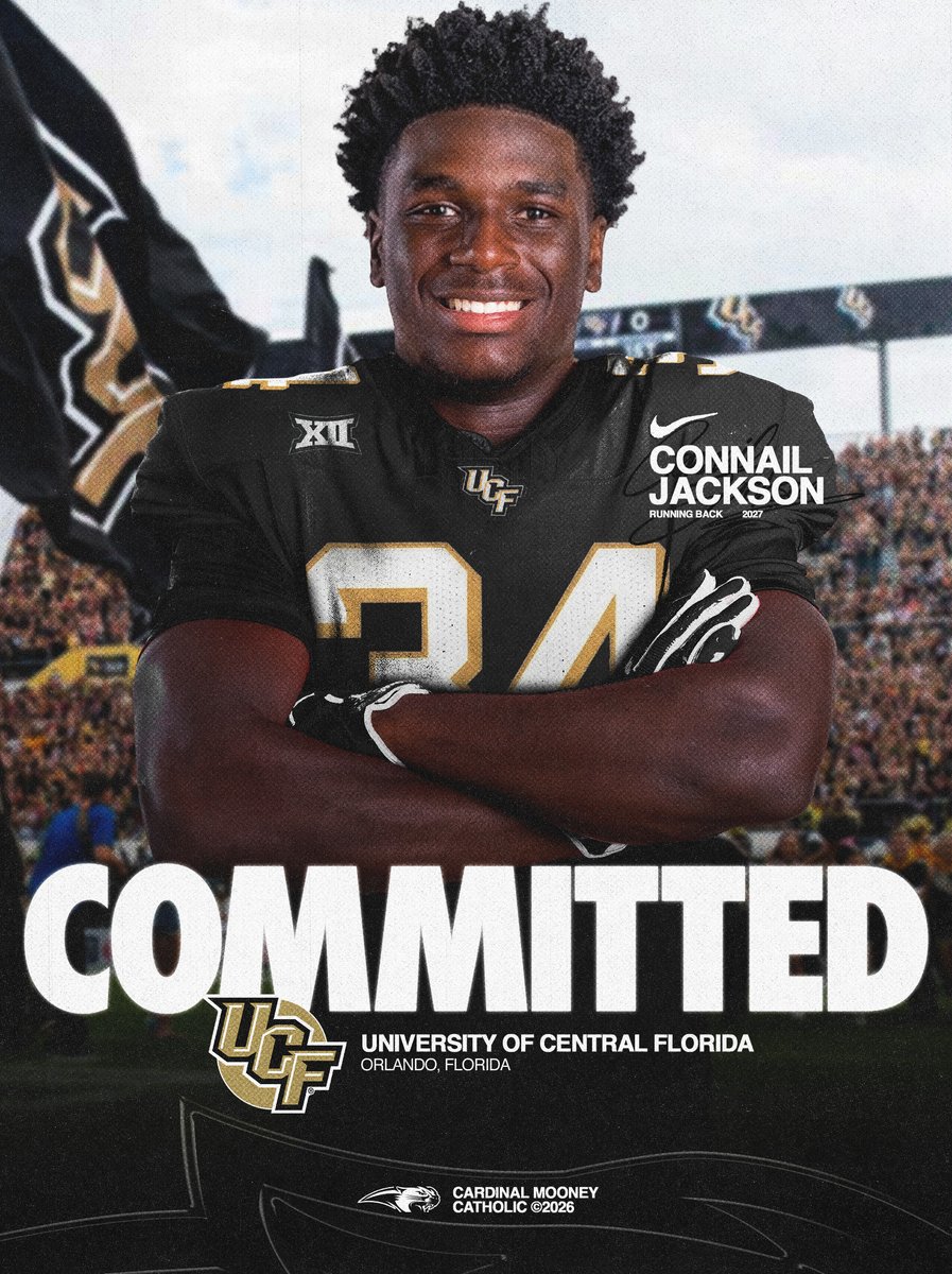 Mooney_FB's tweet image. Congrats to 2027 RB Connail Jackson ( @ConnailJ ) on his commitment to the University of Central Florida! #GoKnights #ChargeOn