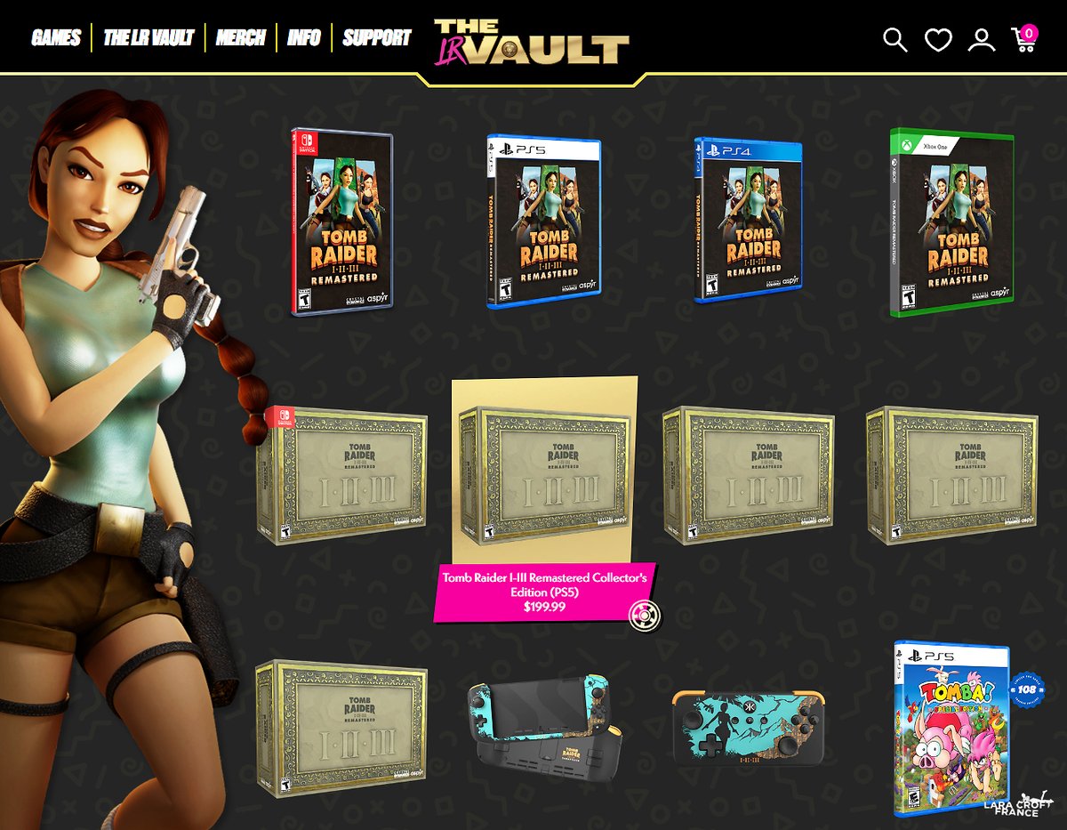 LaraCroftFrance's tweet image. EN | 💸 | The Collector’s and Standard editions of #TombRaider I-II-III Remastered are back in stock on the @LimitedRunGames website! Be aware that items in The Vault category are in limited quantities! ► tinyurl.com/3hchxbk5 (LRG)