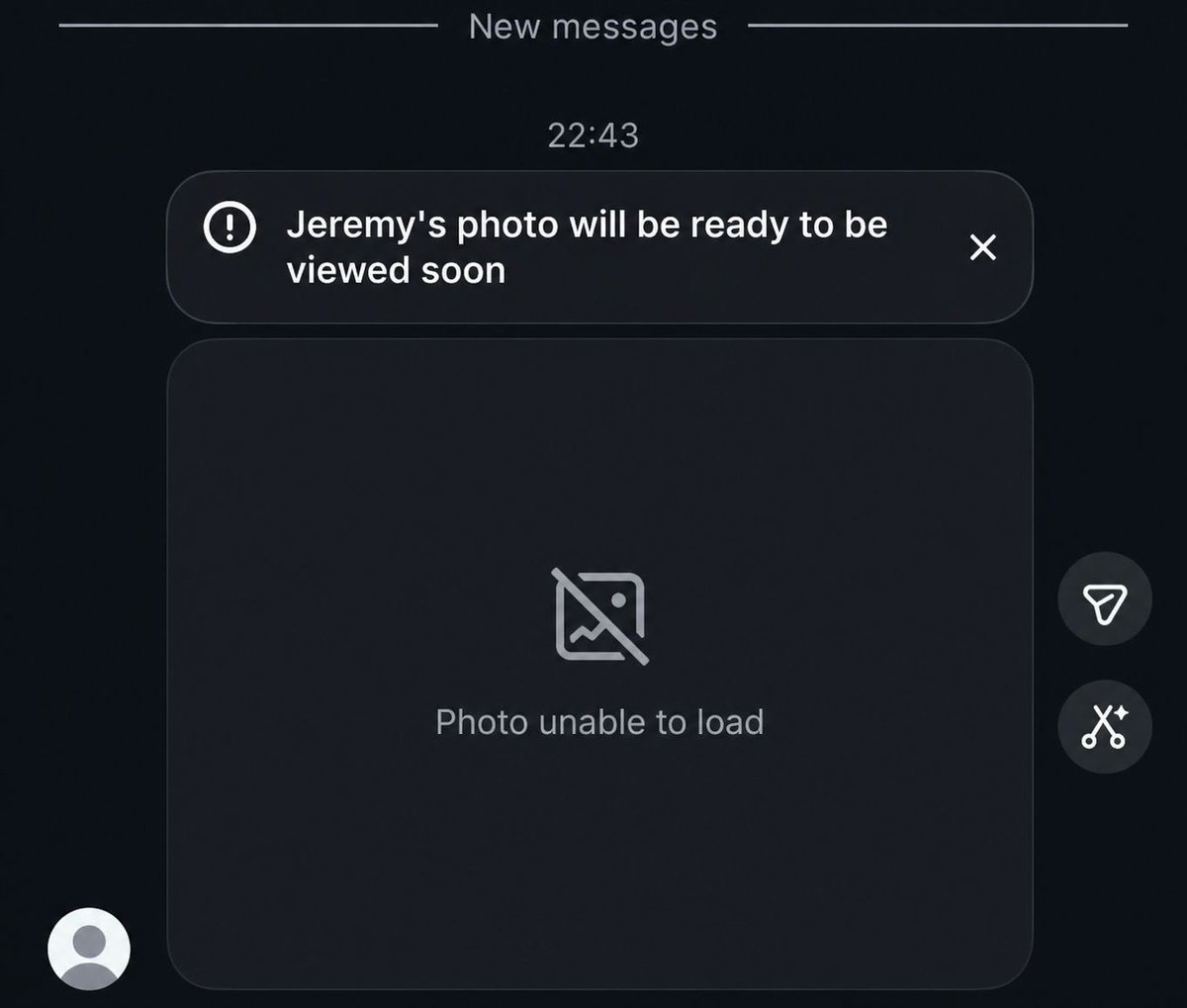 mymyoux's tweet photo. Wtf @WhatsApp @instagram I sent this picture to my friend and it was blocked with “Your photo will be ready to be viewed soon”. Is @claudeai taking over or what ? :p https://t.co/IC0KknZrke
