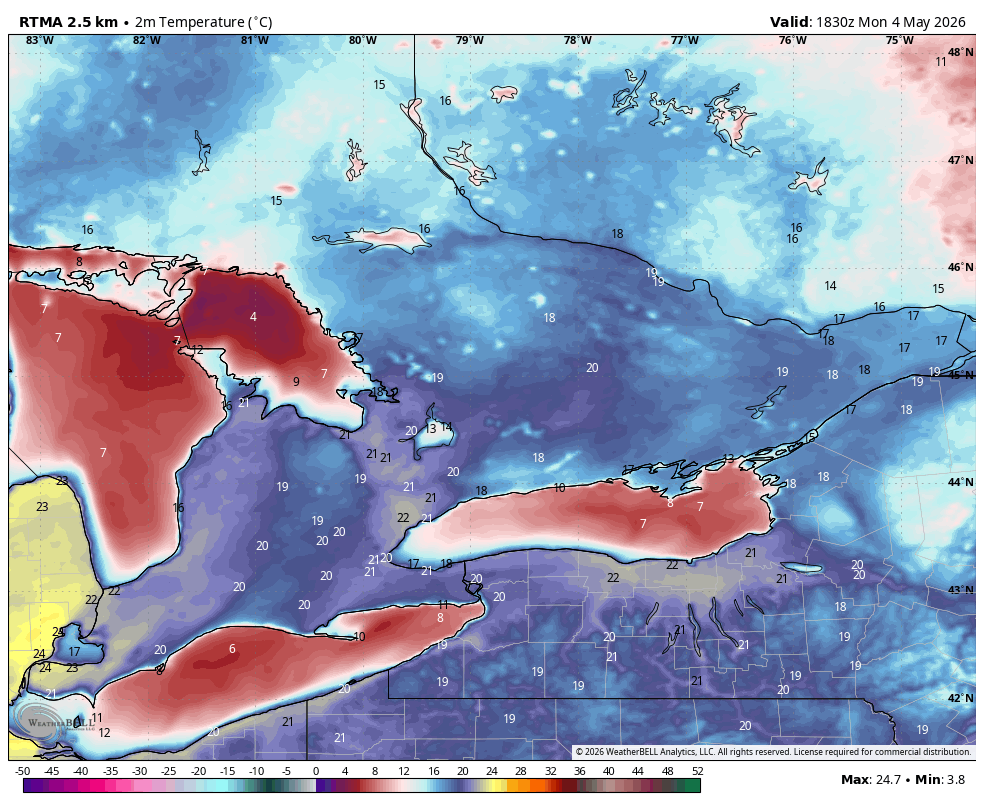 WxOntario1's tweet image. Beauty of a spring afternoon across Southern #Ontario

Widespread temps in the upper teens/ near 20C

Sunny skies with some passing clouds at times

Enjoy, won't see a day like today for at least 1-2 weeks!

#OnWX #ONStorm