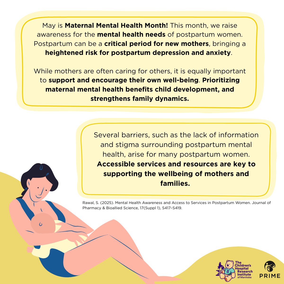 PRIME_Theme's tweet photo. May is Maternal Mental Health Month!💛This month is dedicated to raising awareness, promoting support, and advocating for the mental well-being of mothers everywhere. https://t.co/qmbtzvtSjr