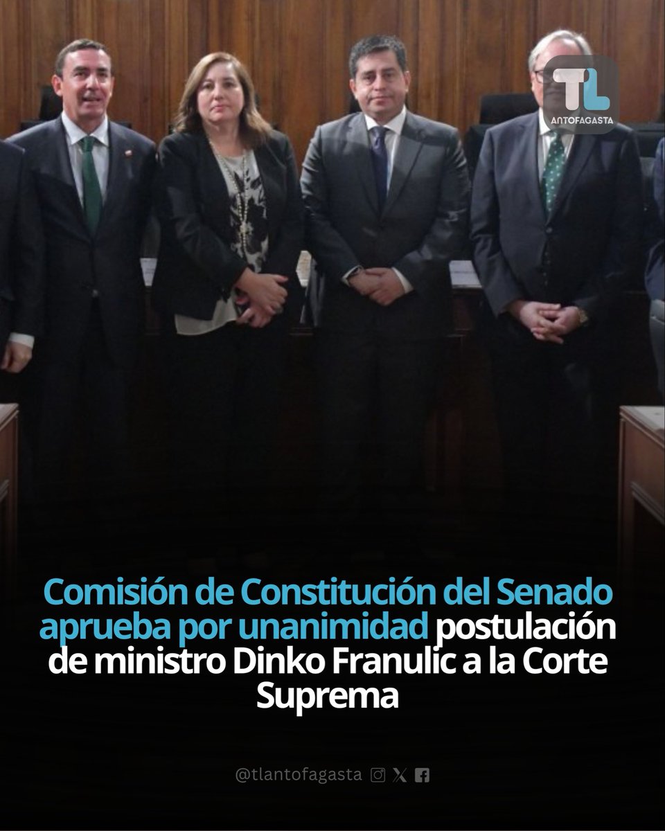 TLAntofagasta's tweet image. #Congreso | Comisión de Constitución del Senado aprueba por unanimidad postulación de ministro Dinko Franulic a la Corte Suprema

El magistrado, actual presidente de la Corte de Apelaciones de Antofagasta, expuso su visión sobre los desafíos del sistema, la ética judicial, la