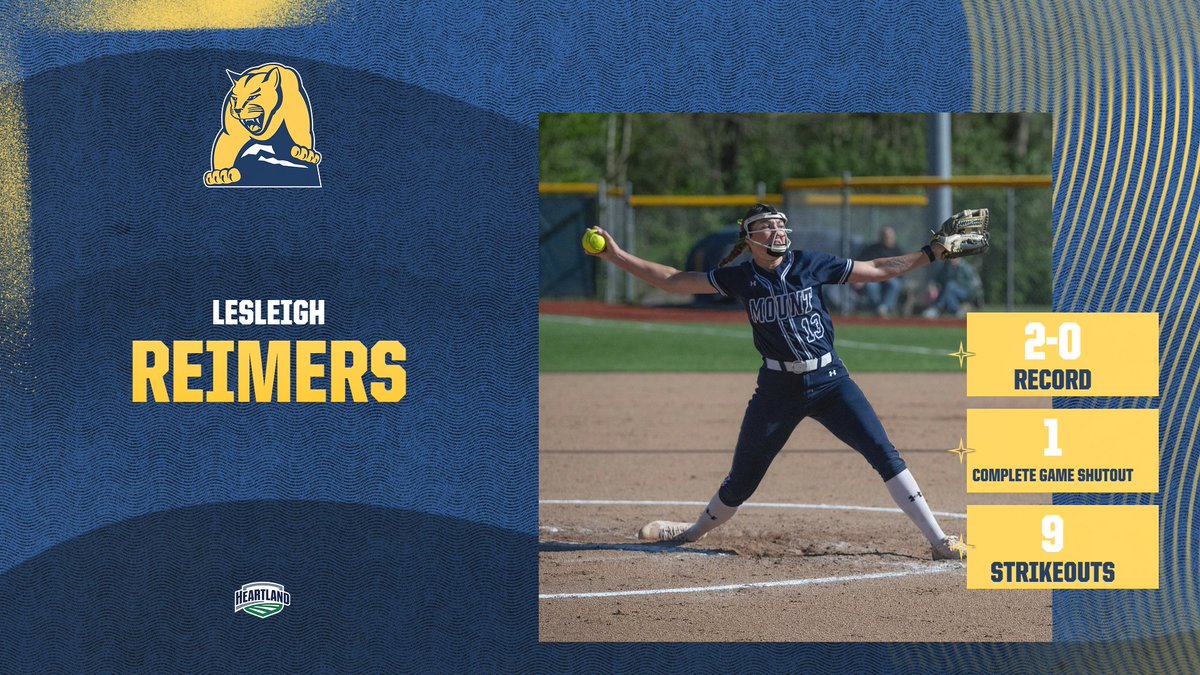 MSJ_Lions's tweet photo. Lesleigh Reimers of the MSJ Softball Team has been named the HCAC's Pitcher of the Week after going 2–0 on the week, including a complete-game shutout in three appearances. Over 12.2 innings of work, she allowed five hits and one unearned run while striking out nine. @HCACDIII https://t.co/XQRkolm4Oc