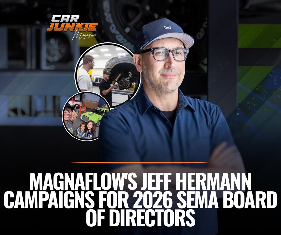 CarJunkieMag's tweet image. SEMA Board voting opens today through May 27. Turnout is low. Your vote counts.

Jeff Hermann, VP at MagnaFlow Group, is running on protecting car culture, motorsports access, and Right to Repair. Full story on the site.
#SEMA #CarCulture