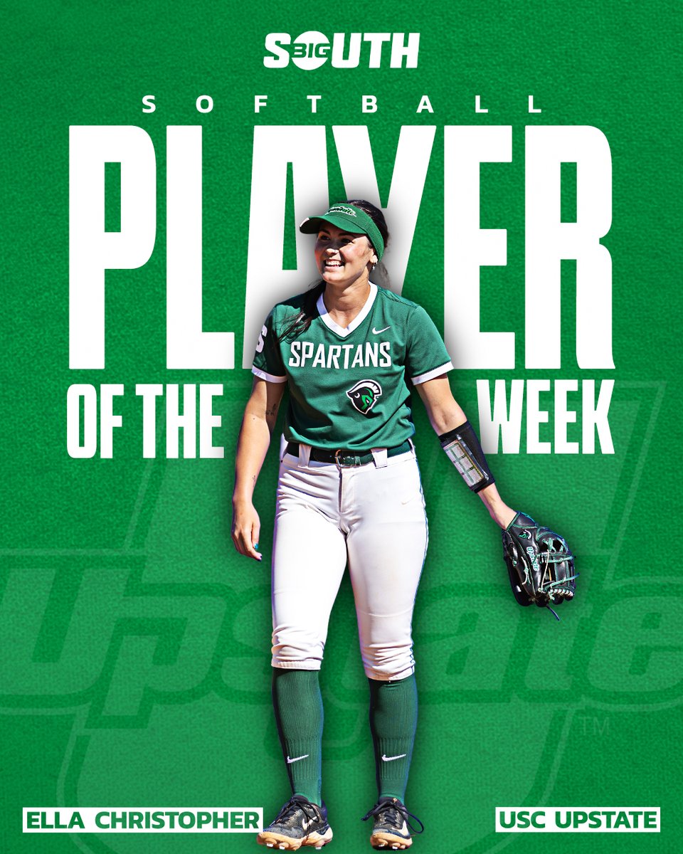 She tallied 4️⃣ RBI to help USC Upstate pick up a series win over PC and lock up the 2️⃣ seed in the tournament

<a href="/UpstateSoftball/">USC Upstate Softball</a>'s Ella Christopher is the #BigSouthSB Player of the Week!