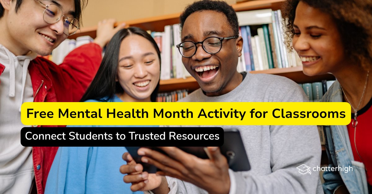 ChatterHigh's tweet image. May is #MentalHealthMonth 💚

Help students navigate stress, anxiety, &amp;amp; well-being with ChatterHigh’s modular courses:
- Direct links to reputable and trusted resources.
- Actionable mental health tools.
- Spark important classroom discussions.

hubs.li/Q04fjc880