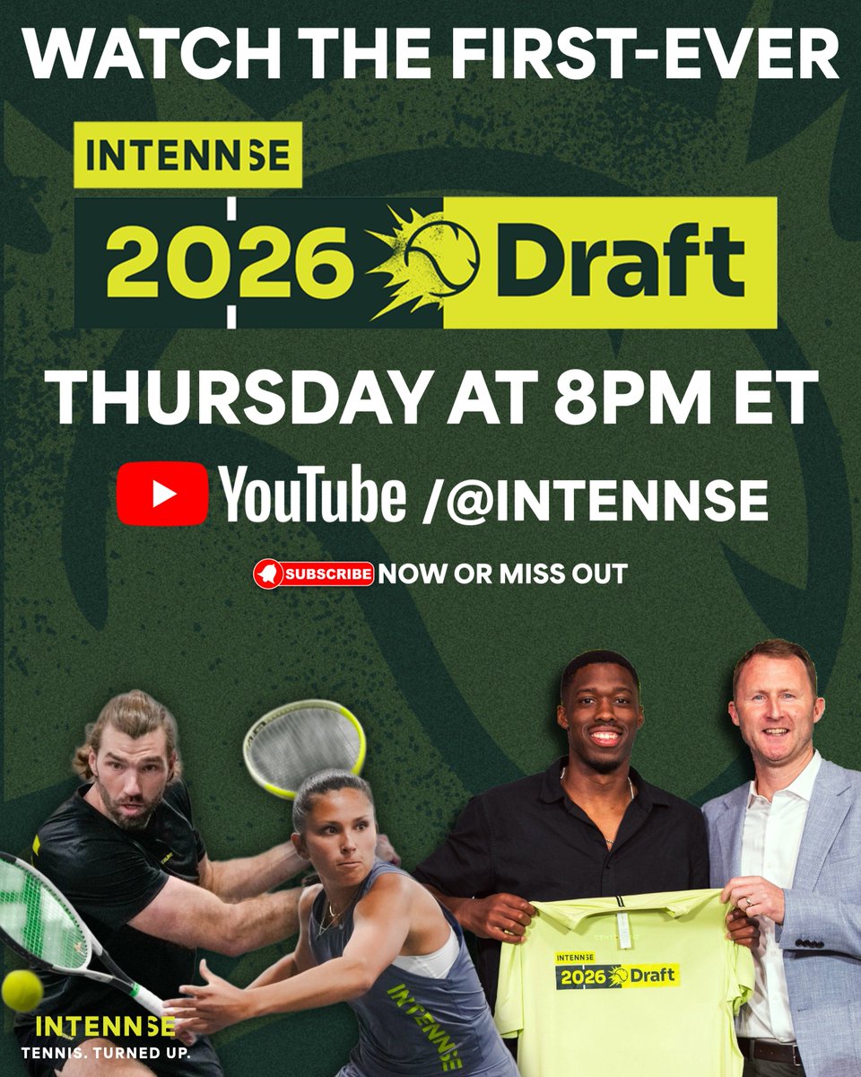 80 players. 10 teams. Real money on the line.

You saw the picks. Now see how the first open professional tennis draft actually went down 👀
Thursday at 8pm ET on YouTube/intennse

Live chat throughout the night with players, coaches, and our celebrity Pulse Partners!