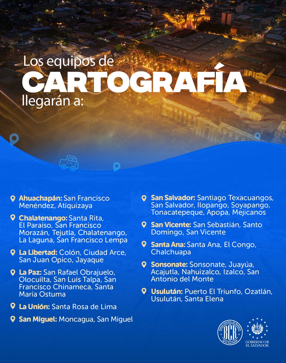 Esta semana, nuestros equipos de cartografía para la encuesta de Hogares de Propósitos Múltiples, llegarán a estos lugares del territorio nacional 📍