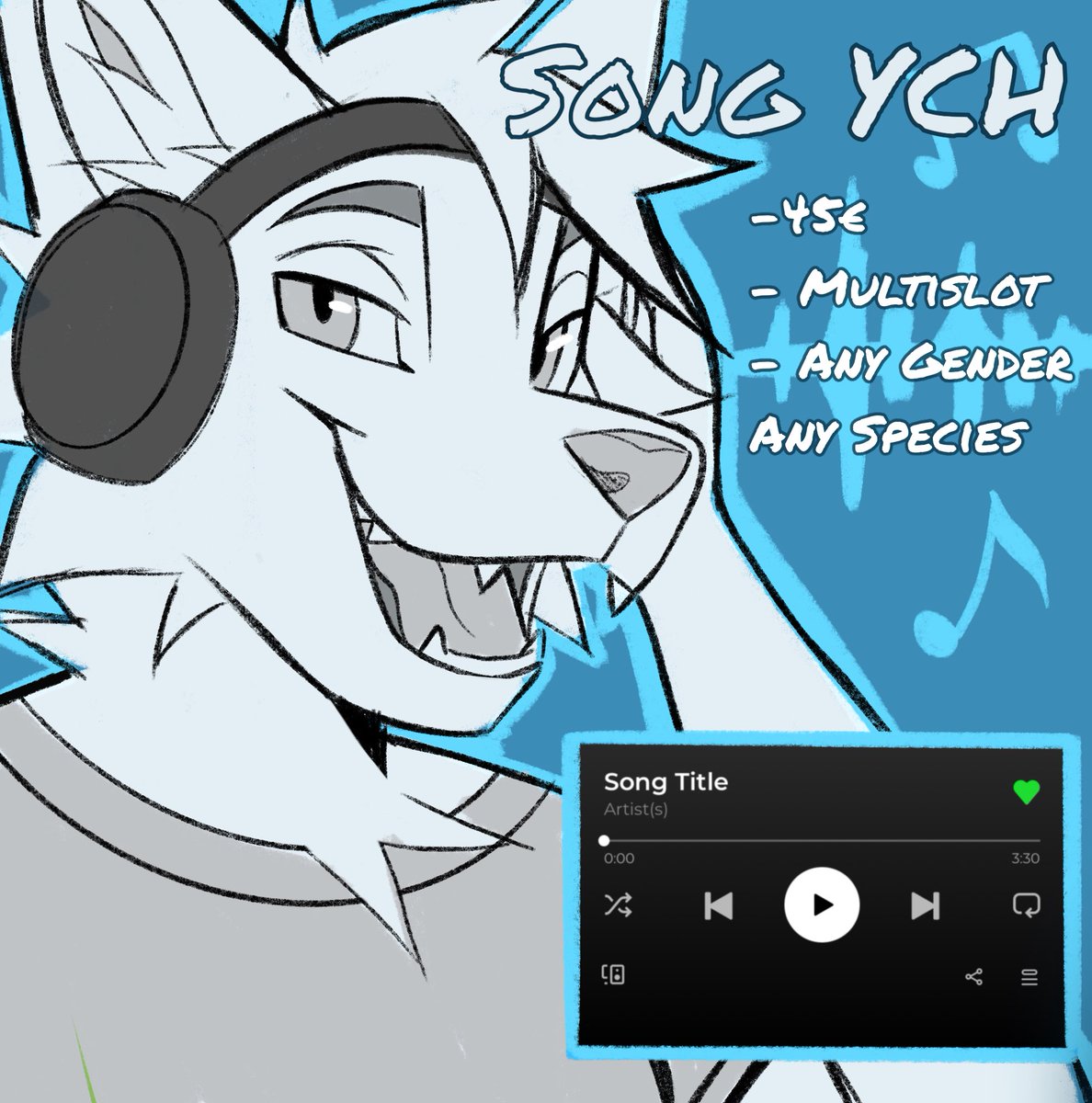 Favorite Song YCH 🎵✨

- 45€
- Multislot, any species any gender 
- Your song of choice 

Dm or comment to claim a slot! ✨

RT’s are appreciated 🫶🏼