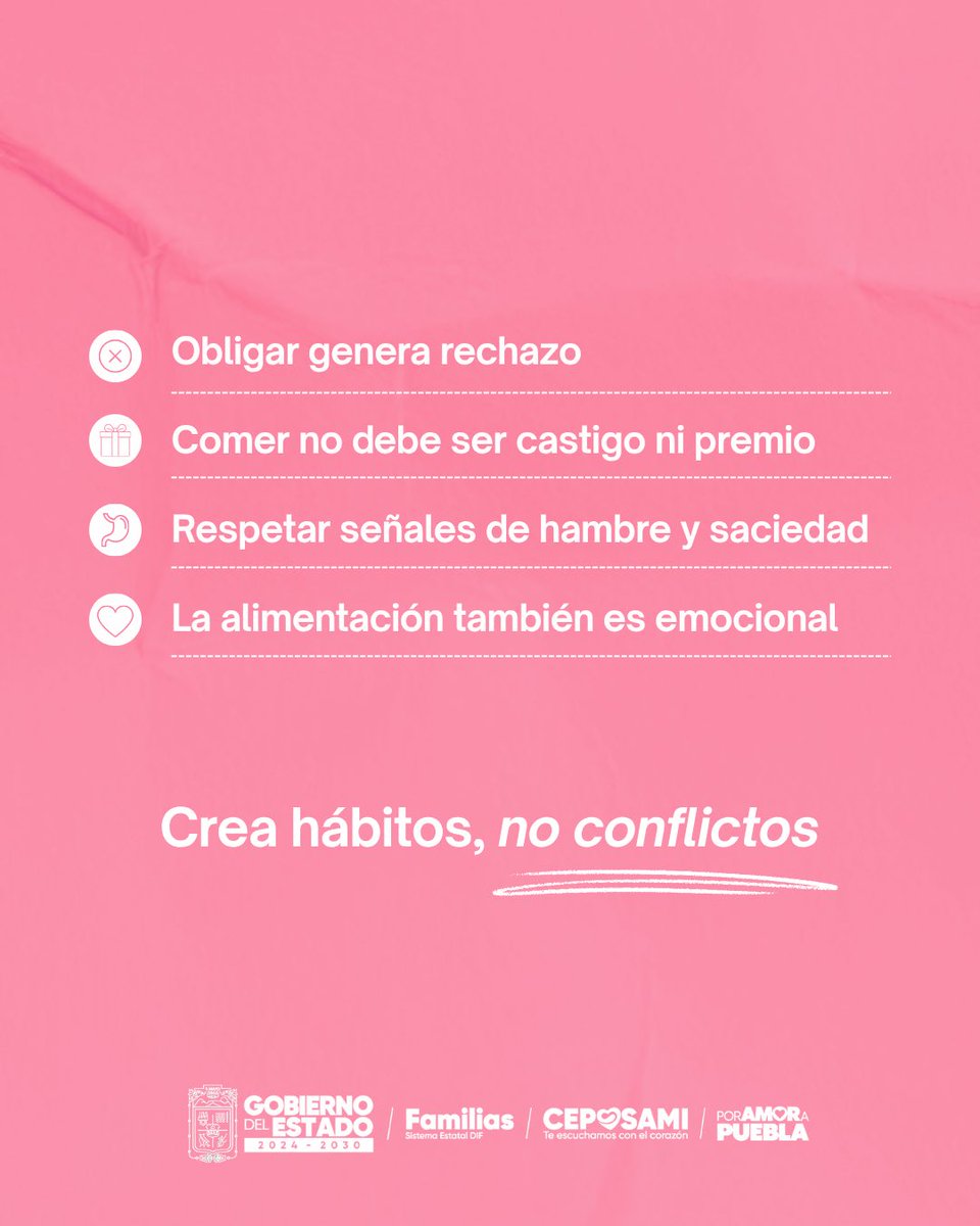 CEPOSAMI's tweet photo. La hora de la comida no debería ser una batalla 🍽️

Cuando obligamos, presionamos o condicionamos…
podemos afectar la relación que los niños construyen con la comida.

 #PorAmorAPuebla #PensarEnGrande #CEPOSAMI #SaludMentalInfantil https://t.co/Q8x3fZX9FZ